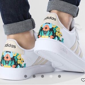 Adidas Women’s Court 2.0 Sneakers with Floral Accents